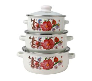 Ensemble de 6 casseroles <span class=keywords><strong>en</strong></span> émail avec couvercle <span class=keywords><strong>en</strong></span> verre blanc, <span class=keywords><strong>promotion</strong></span> bon marché, cadeau - Product Image 4