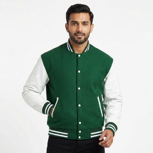 Chaqueta Varsity de Béisbol de Manga Larga con Diseño Moderno 2025, Color Sólido, Nueva Llegada, Chaqueta Varsity para Hombre - Product Image 1