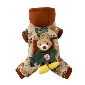Cute Animal Print Hooded Cotton Coat <b>For</b> <b>Small</b> Medium <b>Dogs</b> Autumn Winter Warm Pet <b>Clothes</b> - Product Image 5