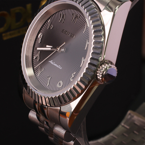 Reloj Mecánico Automático Profesional de Diseño, Caja Gris de Acero Inoxidable, Resistente al Agua, Luminoso, con Movimiento NH35 - Product Image 3