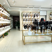 Présentoir de Luxe Doré pour Perruques, Support de Rangement Commercial pour Mannequins de Salon de Coiffure, Meuble d'Exposition de Perruques