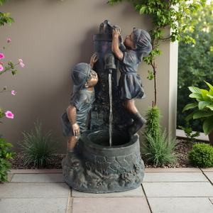 Fuente de Agua para Exteriores con Tema de Niño y Niña, Duradera y Ajustable, Acabado Bronce Antiguo, Sonido Relajante para Decoración de Patio, Jardín y Césped - Product Image 3