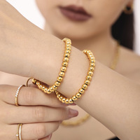 Gelang Manik Baja Kecil 4mm, Gelang Berlapis PVD Baja Tahan Karat