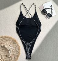 Stok berkualitas baik 3 warna leher Halter berkilau pakaian pantai punggung terbuka seksi wanita tinggi kaki 1 potong baju renang Brasil