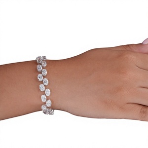 Bracelet tennis ovale en diamant de laboratoire blanc plaqué or 18 carats et rhodium, certifié IGI, bijoux de luxe pour mariage, fournisseur en gros - Product Image 1