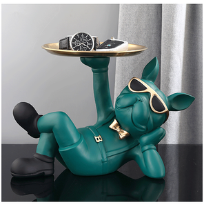 Statua Decorativa di Cane in Plastica Personalizzata, <span class=keywords><strong>Maggiordomo</strong></span> con Vassoio Portaoggetti per Tavolo, Ornamenti Decorativi Bulldog Francese per Soggiorno - Product Image 2