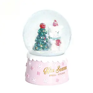 Custom Small Folk Art Resin Snow Globe Christmas Decoration Love-Themed Water Ball Christmas Gifts