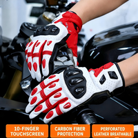 Gants de course en fibre de carbone pour moto, en cuir, à doigts entiers, compatibles écran tactile, antidérapants, de protection pour hommes et femmes
