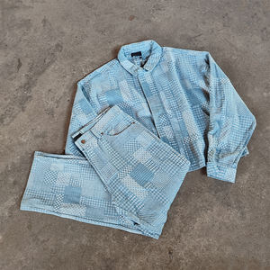 卸売トラックスーツ製造衣料 メンズストリートウェア ジョギングスーツ オーバーサイズスウェットスーツ 高品質デニムスーツ - Product Image 6