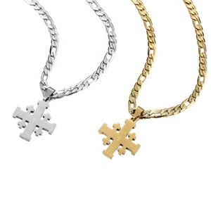 Yiwu Aceon in acciaio inox intagliato Figaro catena a maglia serenità <span class=keywords><strong>preghiera</strong></span> stratificata croce croce cattolica croce collana croce ortodossa - Product Image 1