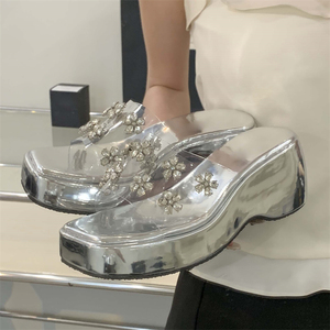 2025 XSD Silver High Heel Open Toe Sandals Breathable Party <b>Shoes</b> with Non-slip Feature for Summer Outdoor - Product Image 2