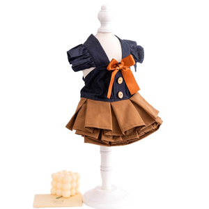 Robe pour chien d'automne, jupe en jean pour maltais, vêtements pour petits chiens, ours, animaux de compagnie - Product Image 5