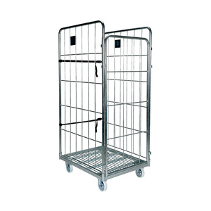 Almacén de alambre de <span class=keywords><strong>metal</strong></span> Carro plegable Carro de logística Seguridad completa 660LBS Contenedor de rollo de acero plegado - Product Image 1