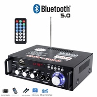 Amplificateur HiFi BT-298A 40W+40W 2.0 canaux avec lecteur USB, radio et mini amplificateur 12V/220V pour karaoké et usage domestique