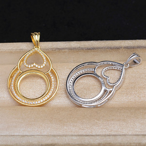 Pendentif en argent S925 Wenchi en forme de gourde avec coquille de cheval, serti de 13,4 à 13,6 mm, accessoire de bricolage pour bijoux en perles, 13507 Chine - Product Image 4