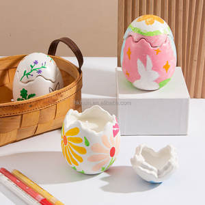 เทียนเปลือกไข่รูปทรงไข่น่ารักเชิงเทียนเซรามิกสำหรับฉลองอีสเตอร์ - Product Image 1