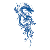 Autocollants de tatouage temporaires à base de plantes pour la moitié du bras, motifs Dragon, Renard, Tigre, pour la taille, l'abdomen, la poitrine, tatouages sexy et écologiques