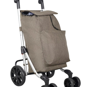 Chariot de courses pliable robuste <span class=keywords><strong>à</strong></span> <span class=keywords><strong>6</strong></span> <span class=keywords><strong>roues</strong></span>, chariot d'épicerie portable, cadre en aluminium léger, utilitaire avec grand sac - Product Image 4