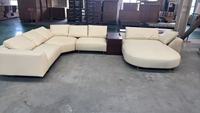 Canapé modulaire en bois de noyer FSA écologique, personnalisable, sectionnel haut de gamme, moderne en forme de L, avec chargement sans fil, éponge et cuir Nappa italien