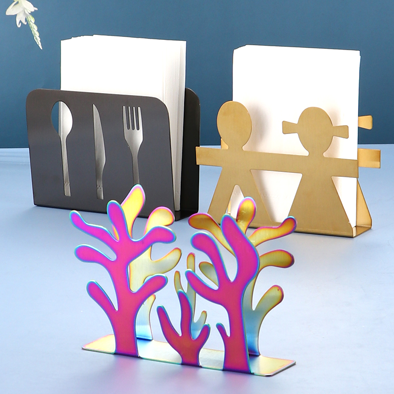 Factory Direct Hotel Table European New Metal Napkin Holder Vertical Tissue Box Golden Stainless Steel napkin holder