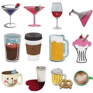 Exquisite red wine glass beer mug coffee bottle costume embroidered patch