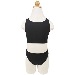 Mới đến cô gái hai mảnh áo tắm cổ điển màu đen criss-cross trở lại Tie-up nhanh chóng khô UPF 50 + Áo Tắm co giãn tắm phù hợp với - Product Image 1