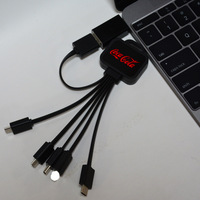 Kabel pengisi daya USB 5 in 1 adaptor Multi USB OEM kualitas tinggi kabel pengisi daya konektor untuk ponsel dengan lampu LED
