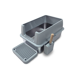 Caja de arena para gatos de acero inoxidable, extra grande, rectangular, duradera, fácil de limpiar, con control de olores para gatos - Product Image 3