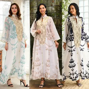 欧洲和中东迪拜阿拉伯阿拉伯穆斯林女士礼服新时尚2023纹理长袍