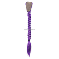 Extensions de cheveux tressés violets de 24 pouces pour enfants, cosplay, longues tresses violettes pour enfants, utilisation pour les fêtes de Noël, perruque de cheveux violets