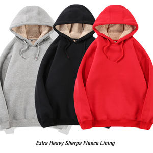 Extra Heavy <b>Men's</b> <b>Sherpa</b> <b>Fleece</b> Hoodie 100% Cotton Solid Pattern Winter Season Silk Screen Printing - Product Image 6