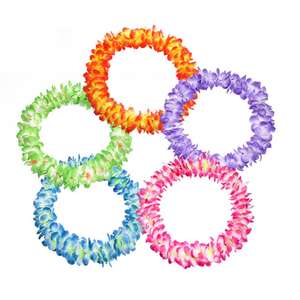 ชุดสร้อยคอพวงมาลัยผ้าไหมพวงมาลัยฮาวายพวงมาลัยปาร์ตี้ฮาวายแบบเขตร้อน - Product Image 3