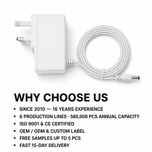 อะแดปเตอร์ไฟฟ้า 30W สำหรับสหราชอาณาจักร OEM ODM รับทำโลโก้ตามสั่ง MOQ ต่ำ ขายส่ง 18V DC สำหรับอุปกรณ์เสริมลำโพงอัจฉริยะ - Product Image 4