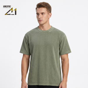 T-shirt en coton épais 430 g/m² OEM, double fil 16s, détails vieillis, coupe ample à épaules tombantes pour homme - Product Image 6