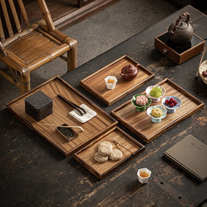 Walnut wood <b>tea</b> <b>tray</b>, Kung Fu <b>tea</b> set storage <b>tray</b>, rectangular coffee <b>tray</b>, household fruit plate, <b>tea</b> and snack plate - Product Image 1
