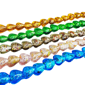 Perles de verre en forme de cœur en feuille d'or miaoy, et matériel perlé perforé simple, bijoux faits main, boucles d'oreilles, collier - Product Image 4