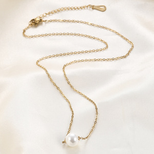 Collier avec pendentif en perle, perle imitation 10 mm, chaîne en acier inoxydable plaqué or 18 carats, simple, à porter au quotidien, bijoux pour femmes - Product Image 2