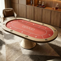 Table de poker Texas en feutre rouge pour 8 joueurs à vendre, avec poste de croupier, rail en métal couleur champagne, table de casino de luxe pour la maison
