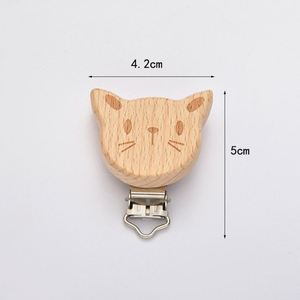 คลิปหนีบจุกนมหลอกไม้ธรรมชาติ รูปทรงสัตว์น่ารัก ทำจากไม้บีช ใช้ตกแต่ง DIY สำหรับสายคล้องจุกนมหลอก - Product Image 3