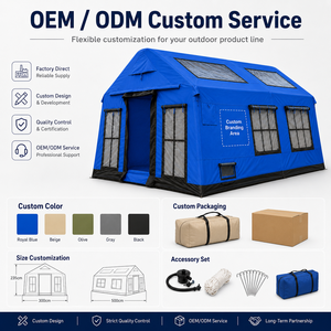 OEM/ODM สำหรับ 4-10 คน 15 ㎡   เต็นท์แคมป์ปิ้งเป่าลมสีน้ำเงินรอยัล ผ้าอ็อกซ์ฟอร์ด ระบบ Air Beam สำหรับ 4 ฤดู กันน้ำ ระบายอากาศได้ดี เหมาะสำหรับครอบครัว - Product Image 5