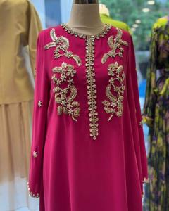 Kaftan kustom Dubai elegan untuk wanita modis Timur Tengah Muslim kristal berlian Applique untuk pesta kasual - Product Image 6