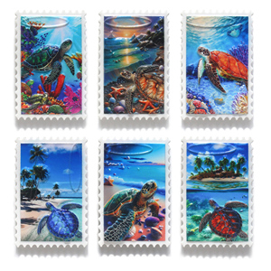 Imán de Refrigerador con Forma de Sello Personalizado, Recuerdos Coloridos en 3D con Temática Oceánica, Animal Marino Tropical, Tortuga Marina - Product Image 1