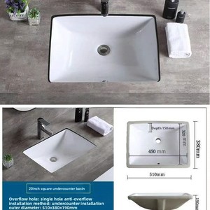 Lavabo encastré ovale en céramique avec support <span class=keywords><strong>de</strong></span> robinet monotrou pour <span class=keywords><strong>salle</strong></span> <span class=keywords><strong>de</strong></span> <span class=keywords><strong>bain</strong></span> et balcon, nouveau style chinois - Product Image 3