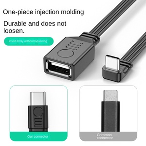 สายเคเบิลข้อมูล TypeC ถึง USB20 OTG พร้อมตัวนำทองแดง ดีไซน์ข้อศอก ปลอกหุ้มซิลิโคน สำหรับแท็บเล็ต โทรศัพท์ ยูเอสบีแฟลชไดรฟ์ - Product Image 3
