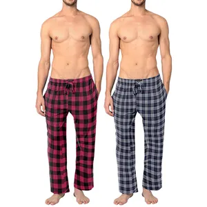 Pantalon de pyjama en flanelle à carreaux, doux et personnalisé pour hommes, vente en gros - Product Image 4