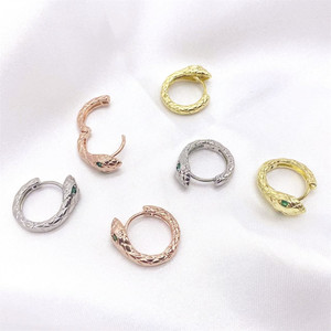Snake-Shaped <b>Cuff</b> <b>Earrings</b> Zinc Alloy Micro Insert Emerald Eyes Small Animal Design Fashion Jewelry - Product Image 2