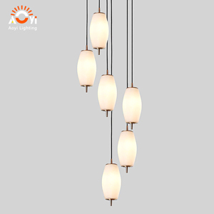 Lampadario Moderno Minimalista a 6 Luci <span class=keywords><strong>in</strong></span> <span class=keywords><strong>Vetro</strong></span>, Lampada a Sospensione Creativa <span class=keywords><strong>in</strong></span> <span class=keywords><strong>Vetro</strong></span> Opalino Bianco per Sala da Pranzo e Camera da Letto - Product Image 1