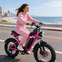 Bicicleta Eléctrica Enduro Rosa, Bicicleta de Montaña Rápida, 48v 20ah, Suspensión Completa, Neumáticos Anchos, Bicicleta Eléctrica para Adultos