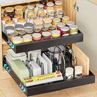 Organisateur de tiroir latéral en acier au carbone Tkk, panier coulissant pour cuisine, rangement des aliments et de la vaisselle