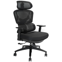 Chaise de bureau rétro Big Boss avec repose-pieds, dossier haut, appui-tête réglable, design moderne, matériau maillé, chaise de direction Kable
